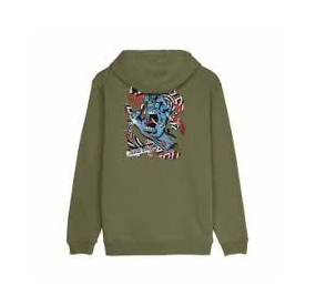 DAMAGED HAND HOOD DEEP OLIVE